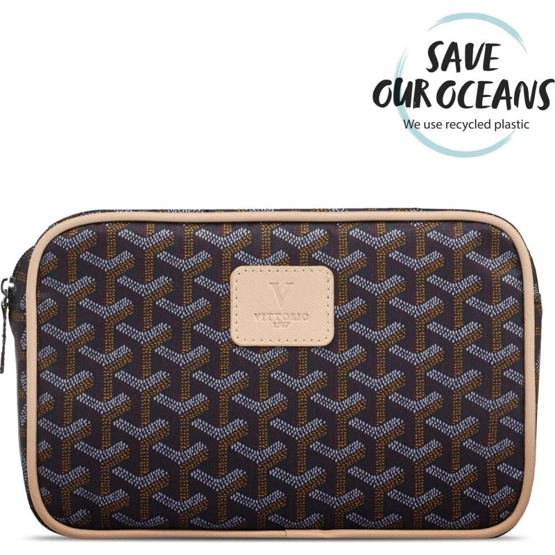 Cimi Vittorio Toilettaske 29x17x12 cm - Blå/Brun