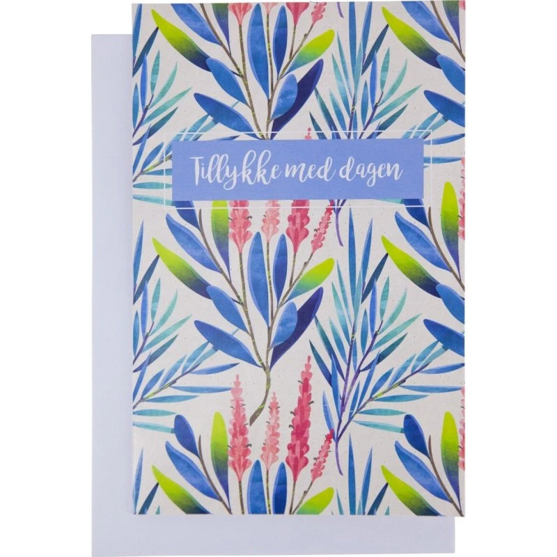Scanseason Kort med kuvert 11x17 cm – Blå blomst