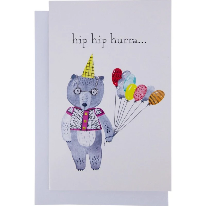 Scanseason Kort med kuvert 11x17 cm – Bjørn med ballon