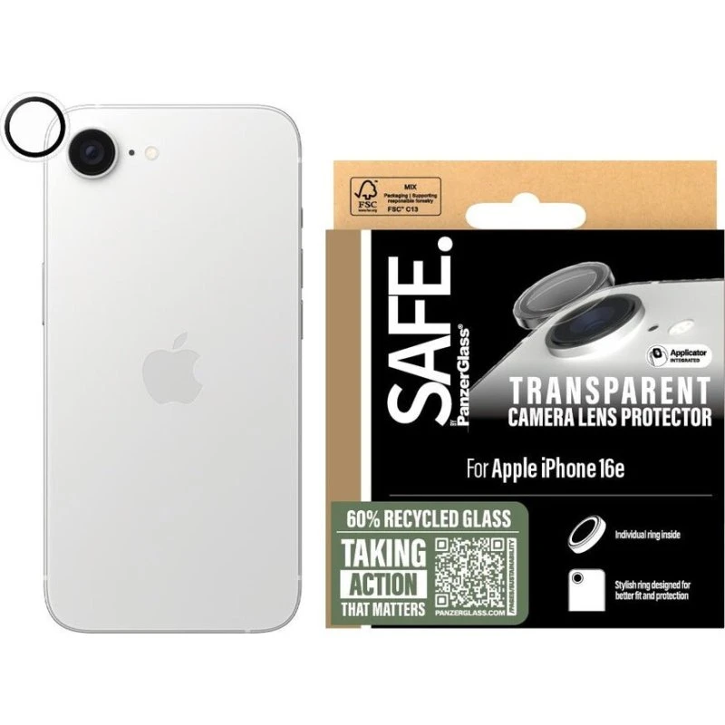SAFE by PanzerGlass Kameralinsebeskytter Transparent til iPhone 16e
