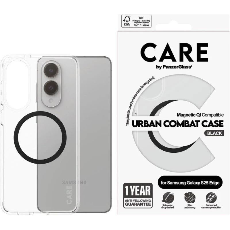 CARE by PanzerGlass Flagship Case Transparent Qi Samsung S25 Edge