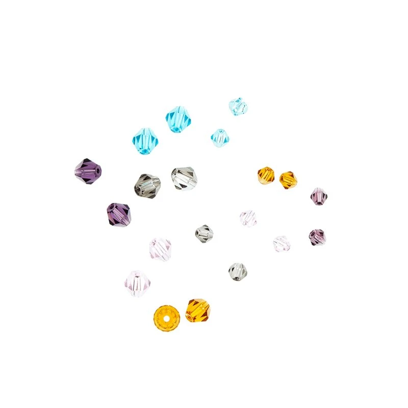 me&my BOX Facetterede glasperler 20 stk - gul, grå, lilla, turkis, transparent
