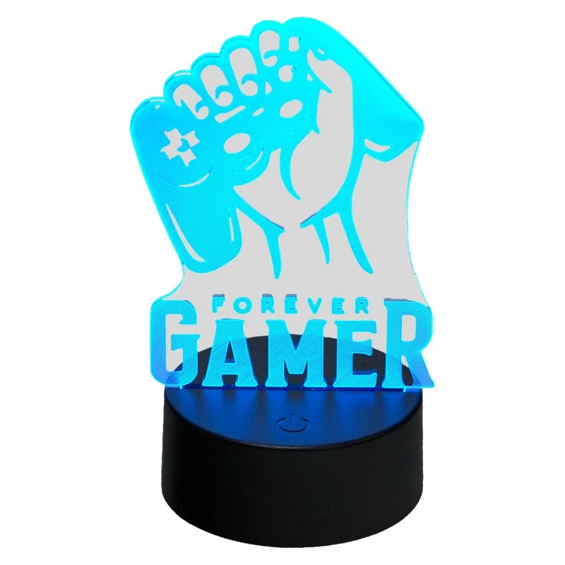MECHARITE 3D-lampe Forever Gamer – RGB, USB/batteri