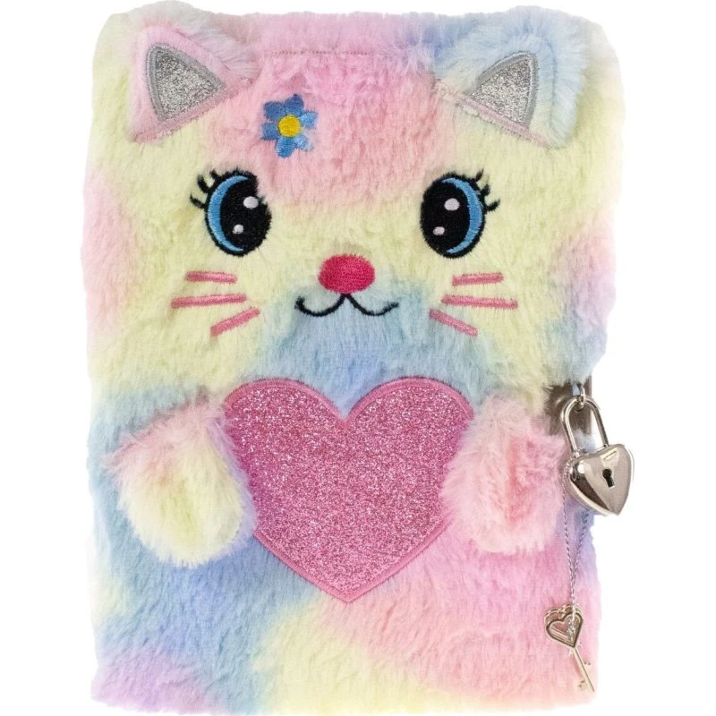 Tinka Plys Dagbog Kat med Hjerte - med hængelås