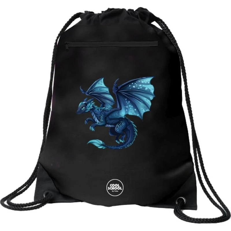 Tinka Dragon gympose 34x45 cm – sort med dragemotiv