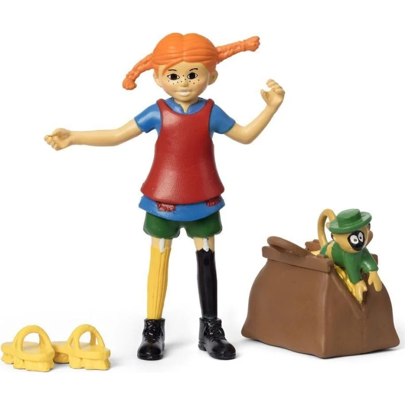 Pippi Langstrømpe Figursæt med Hr. Nilsson & Guldmønter
