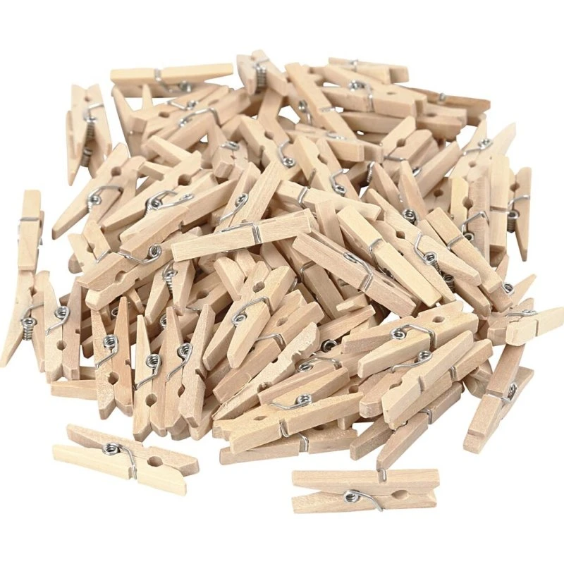 Creativ Company Mini tøjklemmer i lyst træ, 100 stk.