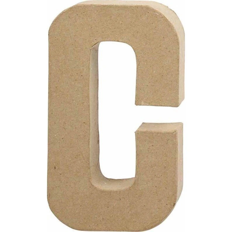 Papmaché bogstav C - stor 20,5 x 11,5 x 2,5 cm
