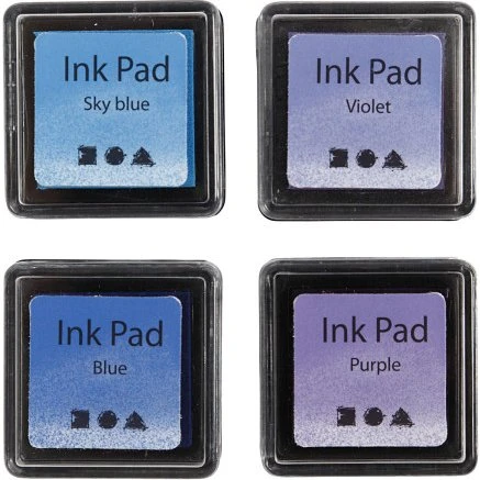 Creativ Company stempelpuder blå/himmelblå/lilla/violet 4 stk.