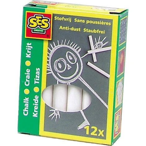 Ses Creative Kridt 12 stk – Hvid (anti-støv)