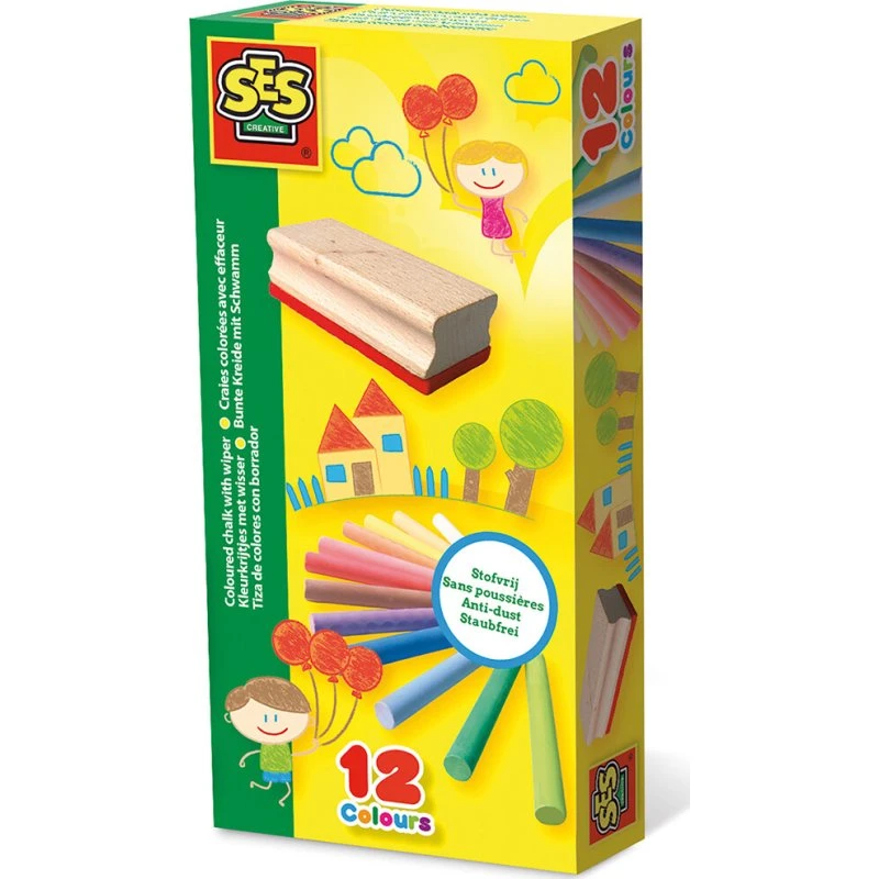 SES Creative Farvekridt 12 stk. med tavlevisker