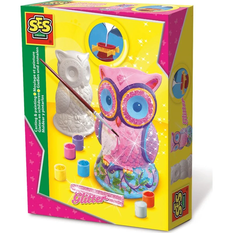SES Creative Støb og Mal Ugle (gips, maling og glitter)