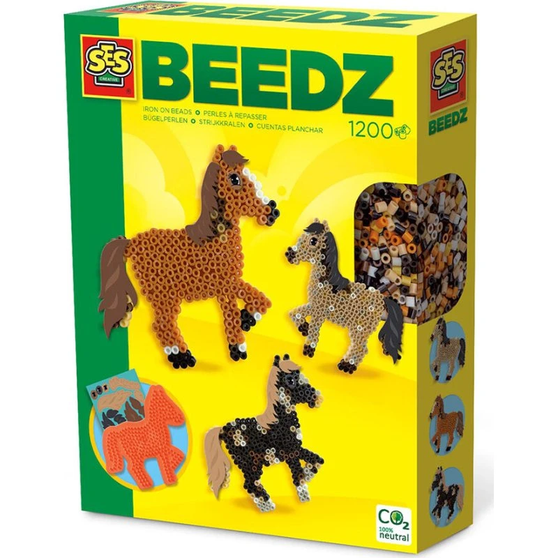 SES Creative Perlesæt Hest – 1200 perler (brun/sort/hvid)