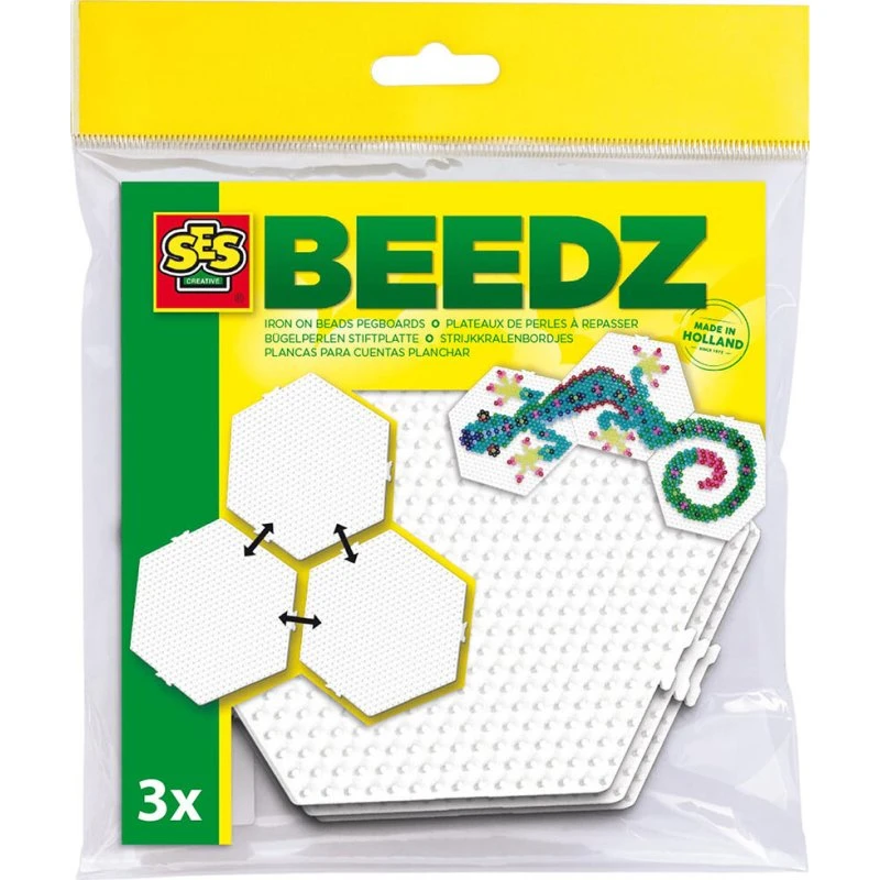Ses Creative Perleplader sæt – sekskantet, 3 stk