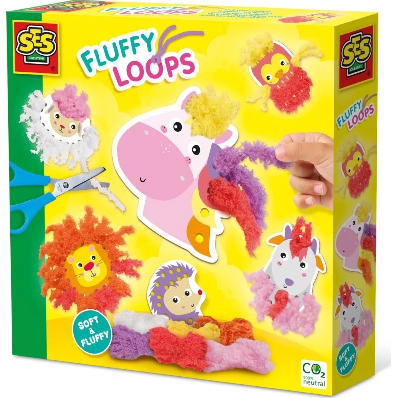 SES Creative Fluffy Loops - 6 bløde garndyr (3-6 år)