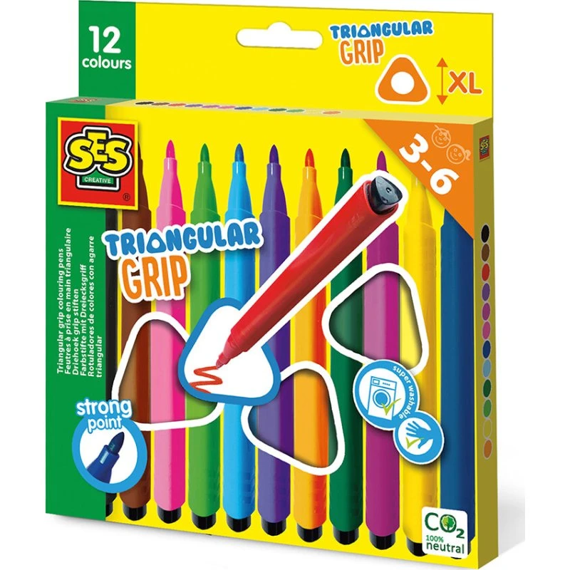 Ses Creative Tusser med trekantsgreb, 12 stk