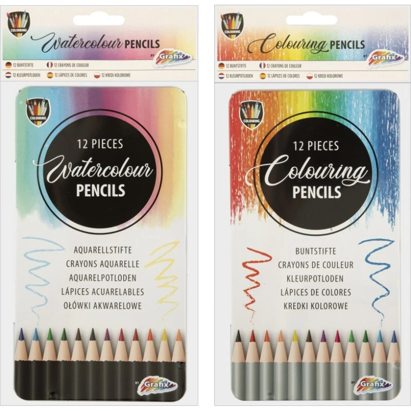 Grafix Farveblyanter 12 stk i metalæske – assorterede farver