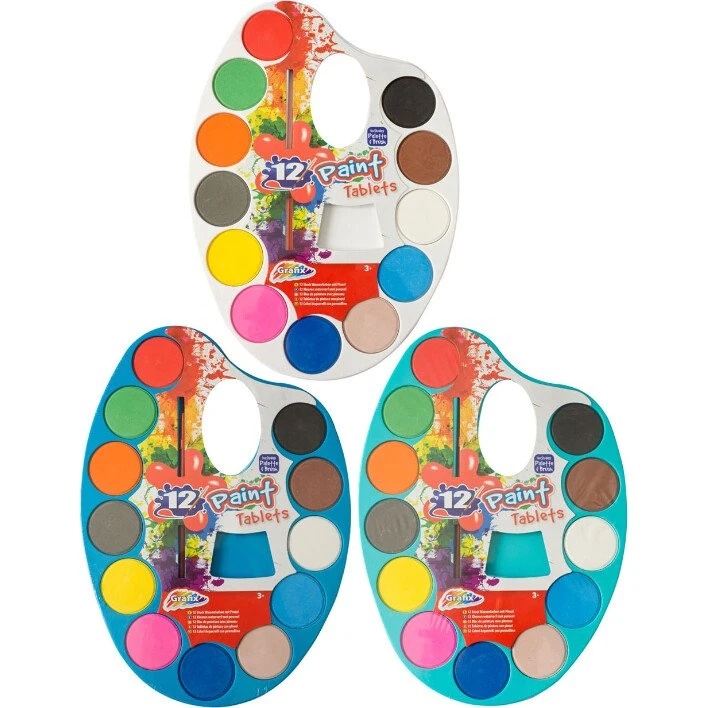 Creative Craft Group Farveladepalet, 12 farver med pensel