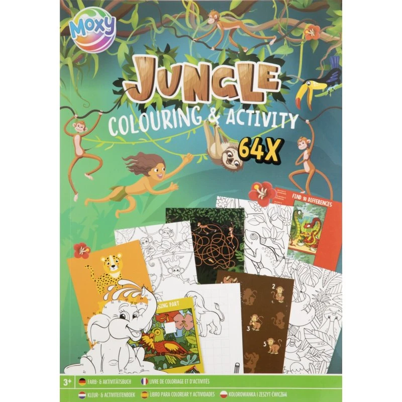 Creative Craft Group Moxy Jungle Aktivitets- og Malebog A4, 64 sider