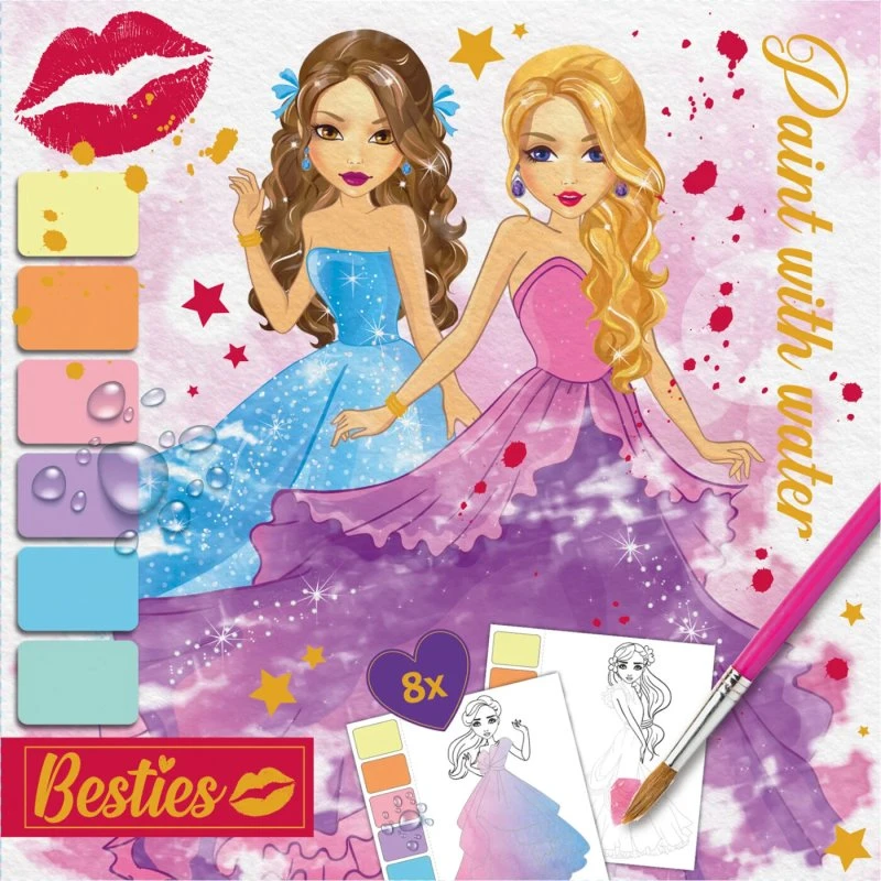 Besties Tegneblok med vandfarver 20×20 cm – 8 akvarelark