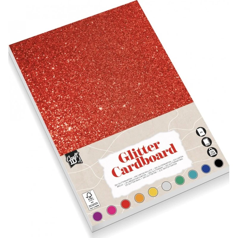 Glimmer Karton A4 200 g - 10 ark, assorterede farver