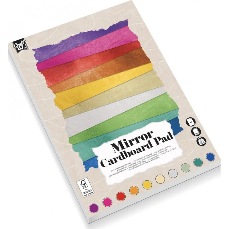 Farvet spejlkarton A4 250 g - 10 ark