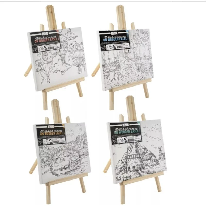 Nassau Fine Art - Malerlærred med print og staffeli, 30 x 22,5 cm