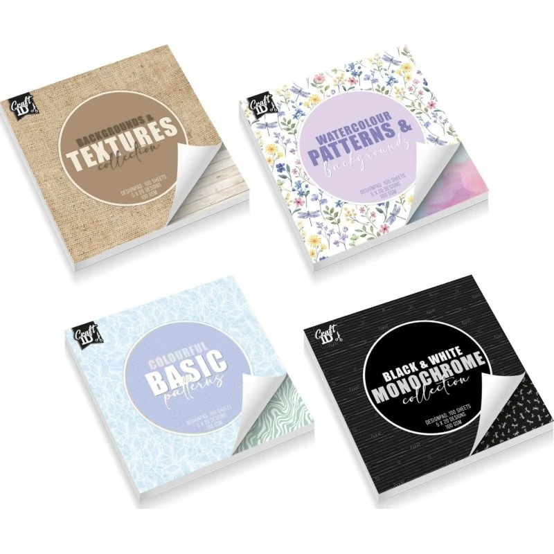 Uden mærke Mønstret papirblok 10x10 cm - 100 ark (100 g)