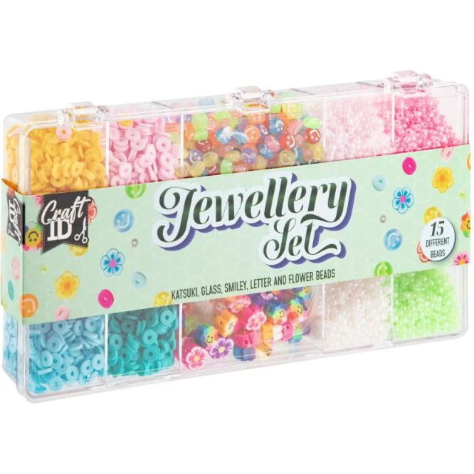 Craft Id smykkesæt med forskellige perler og nylontråd