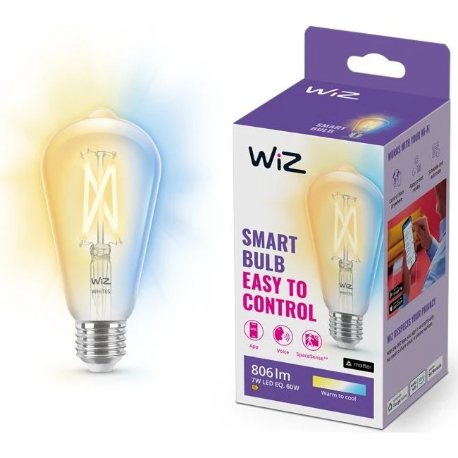 WiZ ST64 Filamentpære E27 Tunable White 60W (klar)