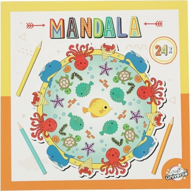 Malebog Mandala Havdyr 20,5 x 20,5 cm