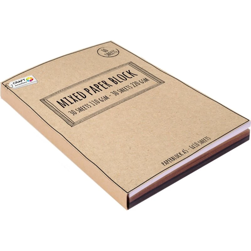 Farvet Karton A5 - Hvid/Brun/Sort 110/220 g - 60 ark