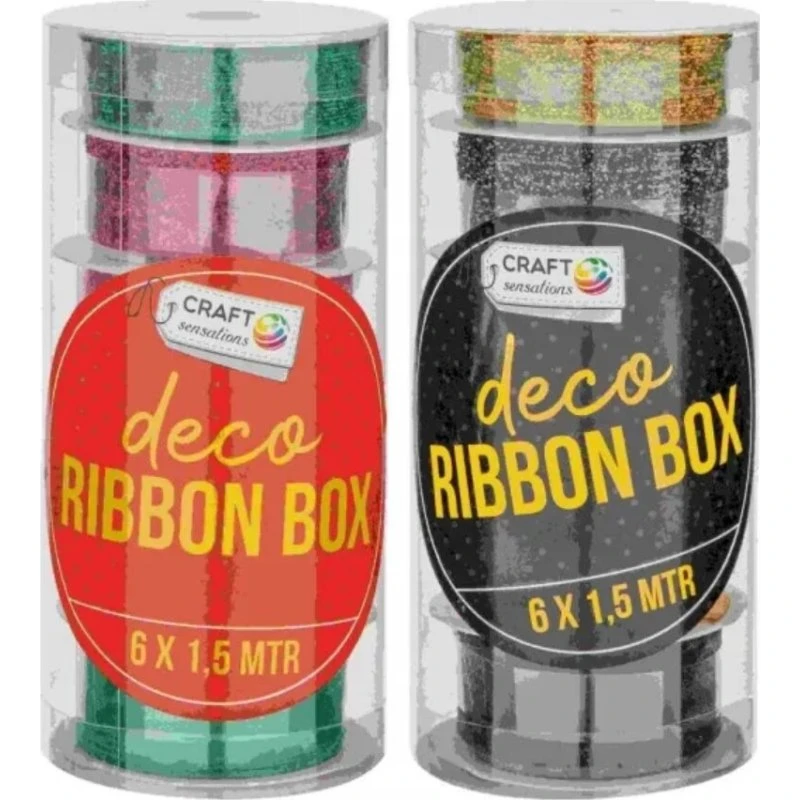 Creative Craft Group Gavebånd 6 brede ruller i rund boks