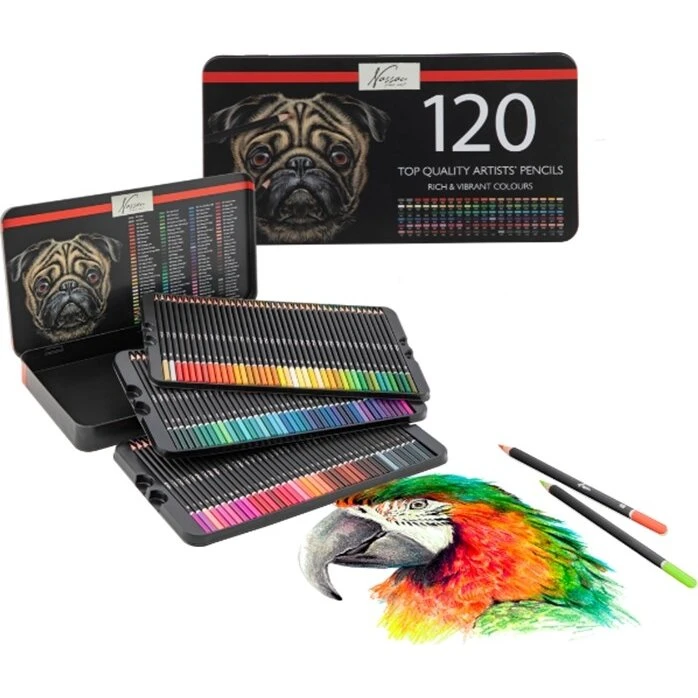 Nassau farveblyanter i metalæske, 120 stk