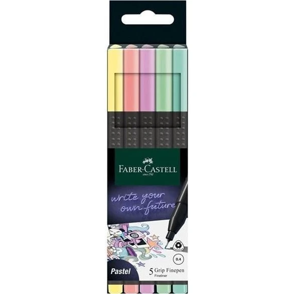 Faber-Castell Fineliner Grip 0,4 mm Pastel, 5 stk