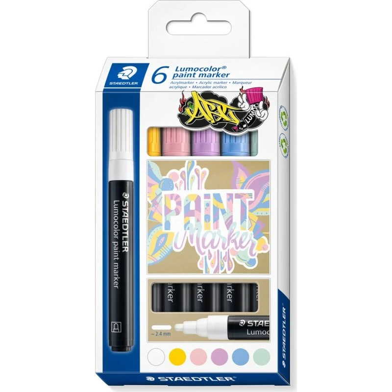 Staedtler Lumocolor Paintmarker, 6 stk assorterede