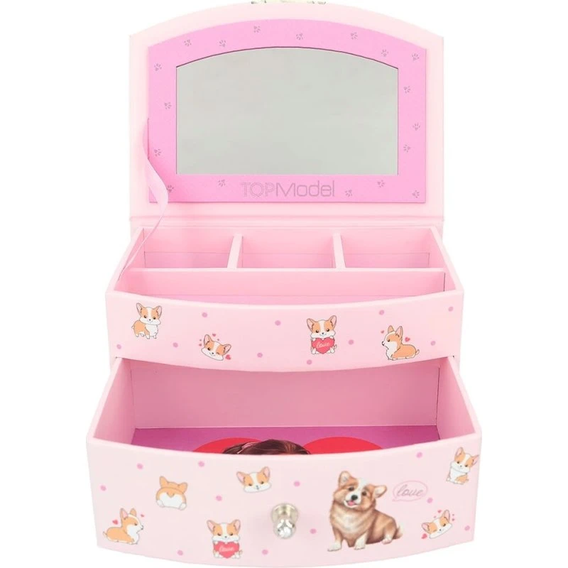 TOPModel Smykkeskrin med spejl - Corgi, lyserød
