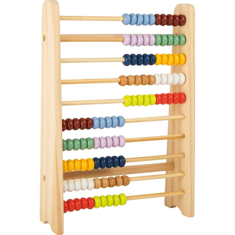 Small Foot Kugleramme i træ, 10 rækker med farvede perler