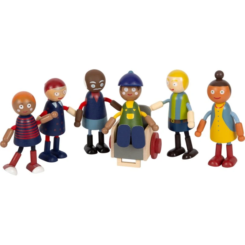 Small Foot Trædukkefamilie med kørestol, 6 stk.