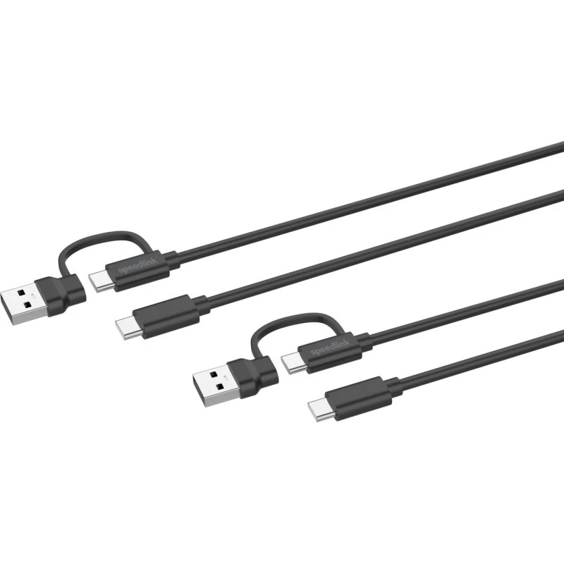 Speed-Link STREAM Play + Charge USB-C/A til USB-C kabelsæt, sort