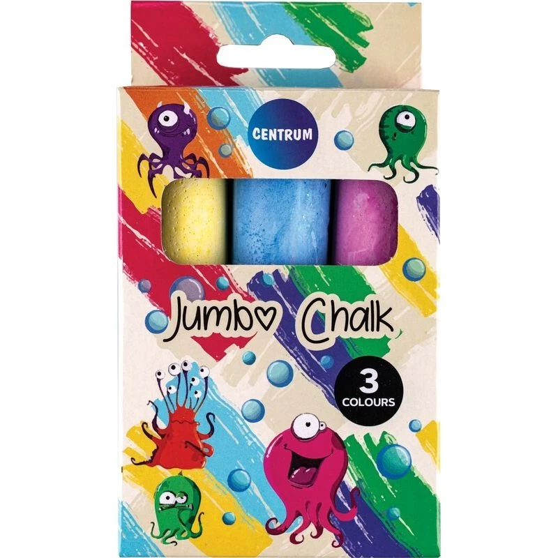 Gadekridt Jumbo, 3 stk. assorterede farver