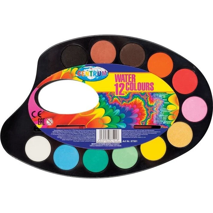 Centrum Farvelade 12 farver med pensel