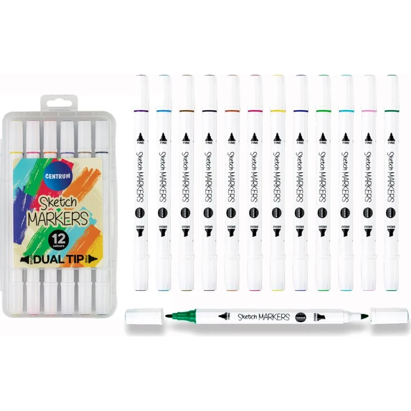 Centrum Twin Markers 12 stk etui – dobbelttippede tuscher