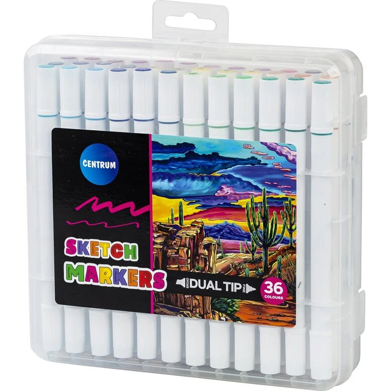 Twin Markers 36 stk. etui – farverige tuscher