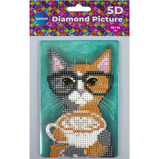 Diamond Painting 10x15 cm med staffeli – Kat