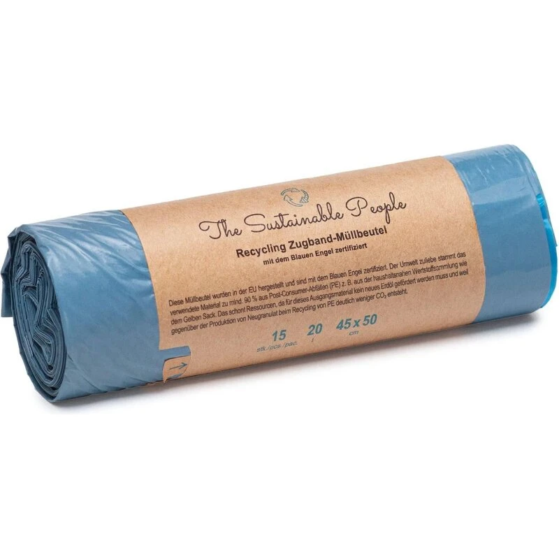 TSP Recycling Train Strap affaldsposer 20 L blå, 15 stk, 90% genanv.