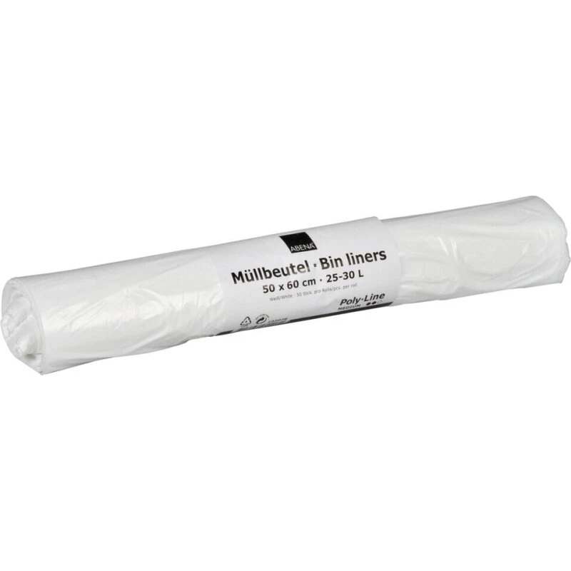 Spandepose hvid LDPE 50x60 cm - 25 L (50 stk/rulle)