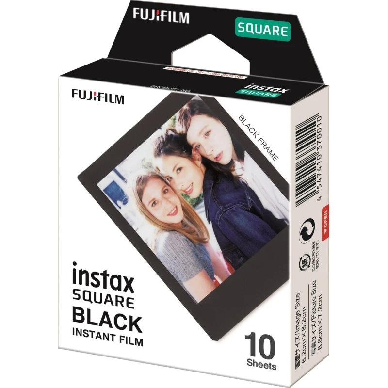 Fujifilm Instax Square BLACK farvefilm 10 optagelser ISO 800