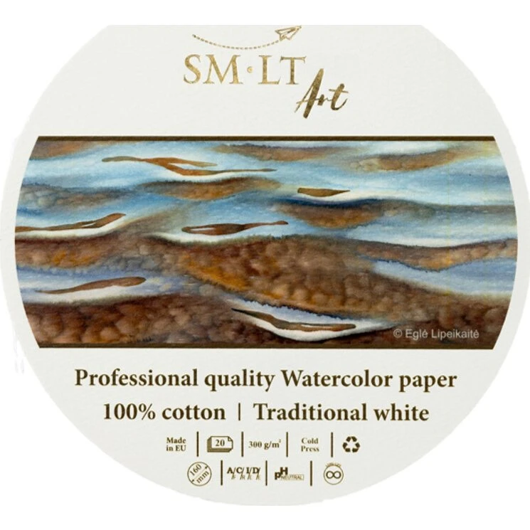 PRO Akvarelblok rund Ø16 cm, 300 g 100% bomuld