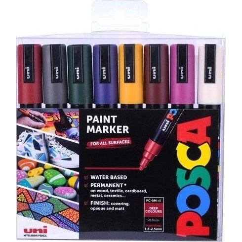 Posca PC-5M tusser - 8 dybe farver (1,8-2,5 mm)